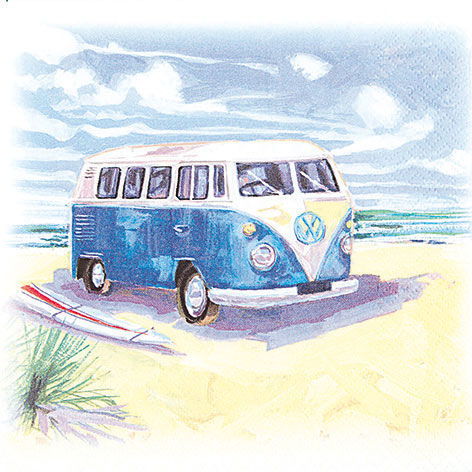 Салфетка для декупажа "Автобус на пляже" 33х33см. 211403 в магазине Арт-Леди