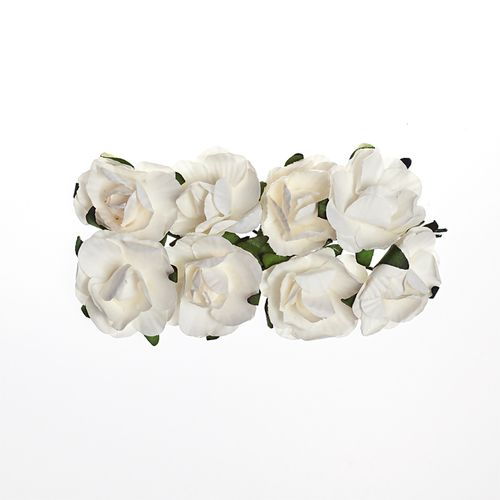 Розы из бумаги БЕЛЫЕ, 8 шт, 2.5 см, SCB280501 в магазине Арт-Леди