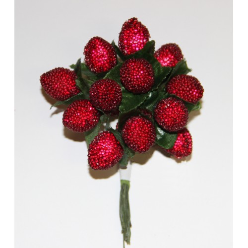 Букетик с ягодками-малинками, 12 шт, 11 см. DKB065 в магазине Арт-Леди