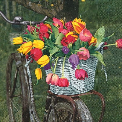 Салфетка для декупажа 33*33 см, Tulip basket, 1 шт, 200025 в магазине Арт-Леди