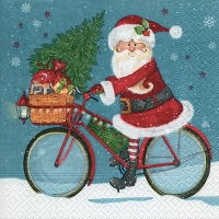 Салфетка для декупажа 33х33 см 1 шт, Santa on bike, 600071 в магазине Арт-Леди