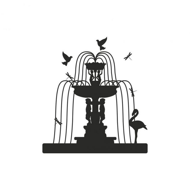 Прозрачный штамп "Фонтан, птицы и стрекозы",  5,9 х 5,3 см , ПШ-ф30049 в магазине Арт-Леди