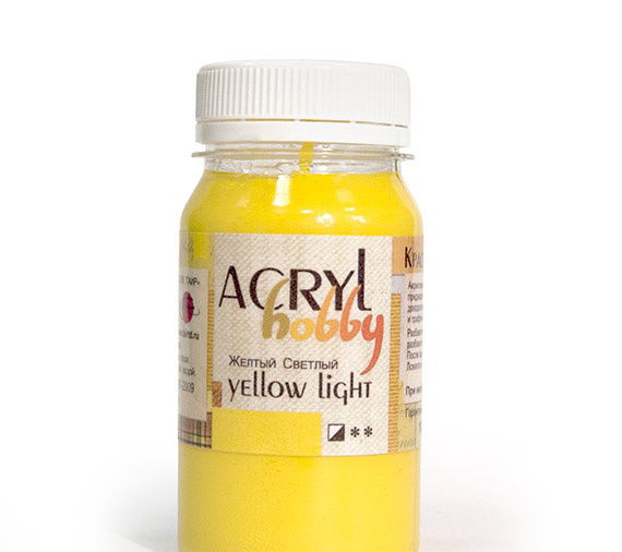 Акриловая краска Желтая Светлая, "Акрил-Хобби", 100 мл, T0301012 в магазине Арт-Леди