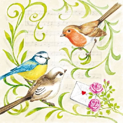 Салфетка для декупажа 33х33 см, "SINGING BIRDS", 1 шт,  33304445 в магазине Арт-Леди